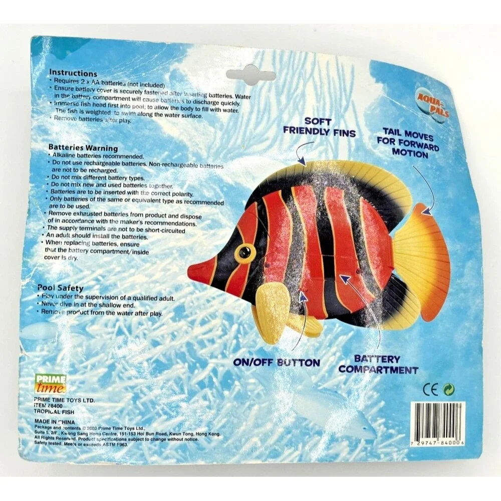 Aqua Pals Tropical Fish Pool Toy Battery Operated NOS 2002 Interactive Play 8400